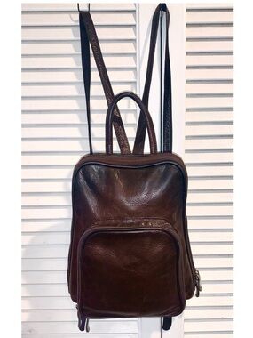 Osgoode Marley Small Genuine Leather Organizer Backpack Brown 9 1/2” X 11”